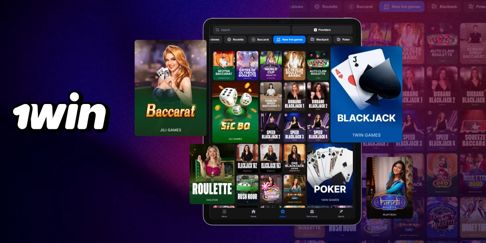The main types of table games available at 1win